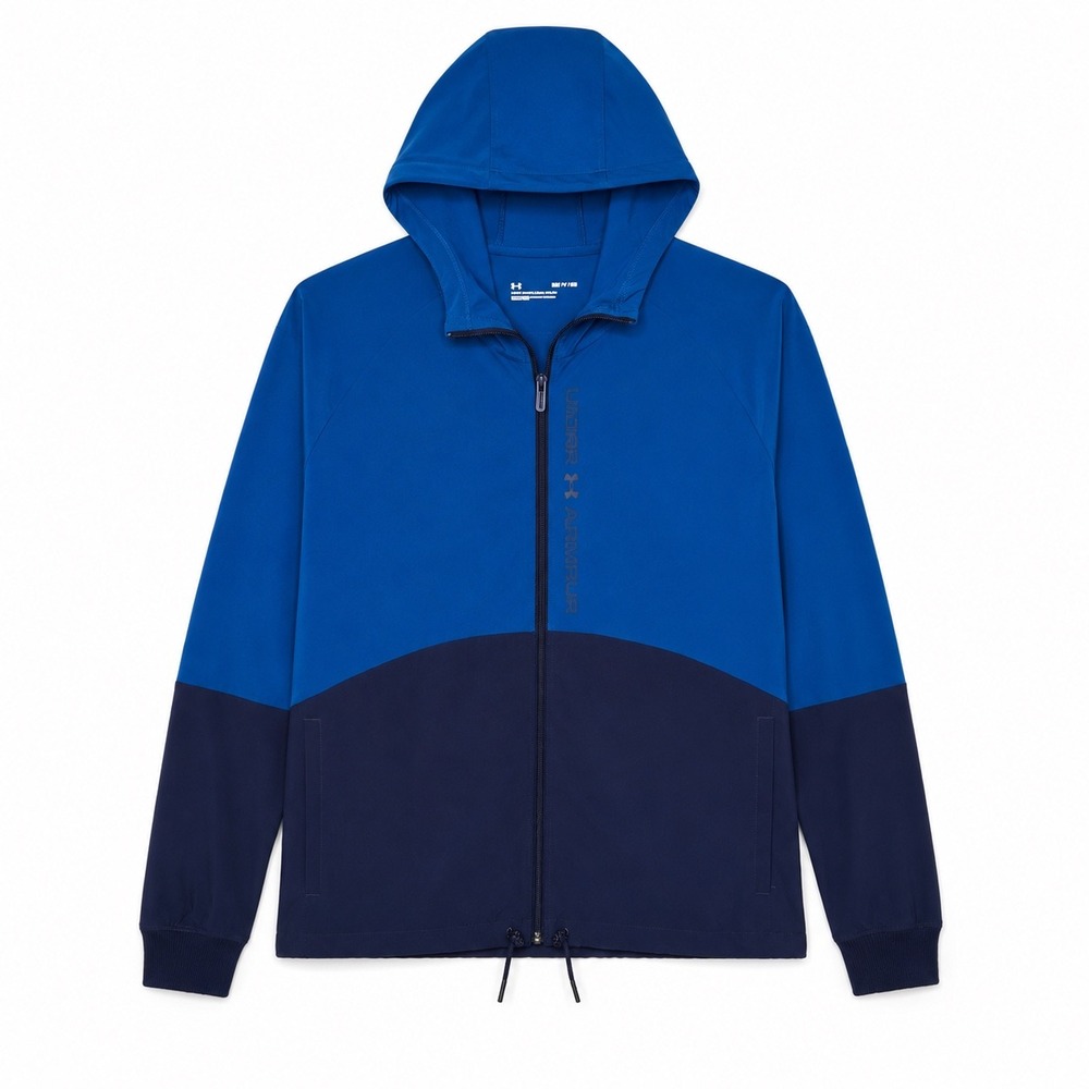 Under Armour Colorblock Full Zip Hooded Jacket Blue Navy Small